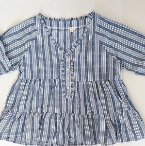 POL Blue & White Stripe Top